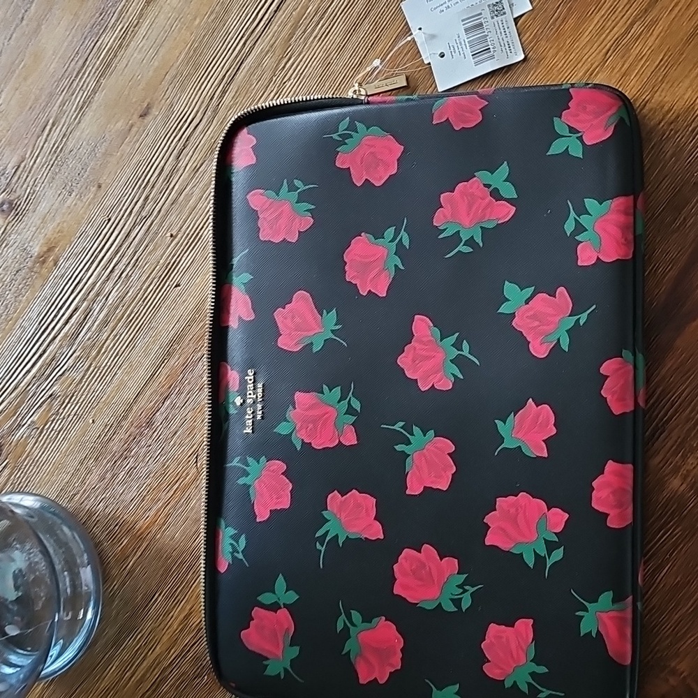 Kate Spade Black and Red Rose Tablet Sleeve